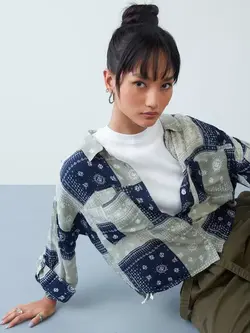 پیراهن زنانه چاپ دار آبی نوون