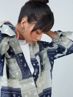 پیراهن زنانه چاپ دار آبی نوون