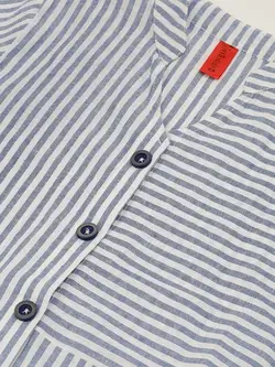 پیراهن زنانه راه راه سفید طوسی کاتین