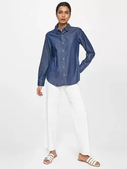 پیراهن زنانه طرح جین آبی تیره