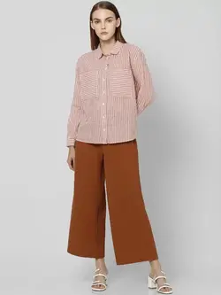 پیراهن زنانه راه راه سفید نارنجی ورو مدا