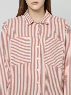 پیراهن زنانه راه راه سفید نارنجی ورو مدا