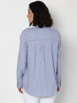 پیراهن زنانه راه راه آبی سفید ایگل