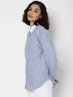 پیراهن زنانه راه راه آبی سفید ایگل