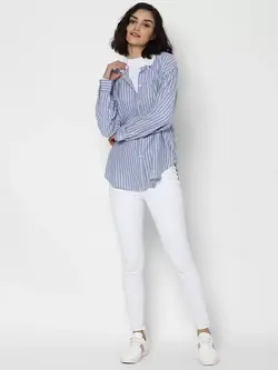 پیراهن زنانه راه راه آبی سفید ایگل