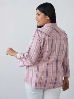 پیراهن زنانه نورا شطرنجی صورتی