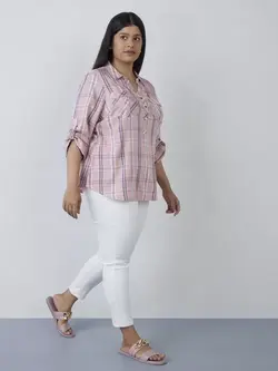 پیراهن زنانه نورا شطرنجی صورتی