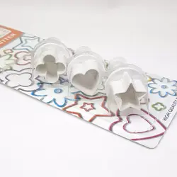 کاتر فشاری شیرینی 3 طرح (پک گل و قلب و ستاره)