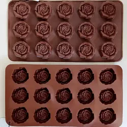 قالب شکلات جنس سلیکونی طرح گل رز تخت