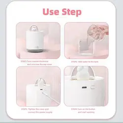 دستگاه بخور و رطوبت ساز و پروژکتور خرگوش مدل Cute Rabbit Humidifier with LED Colorful Night Light