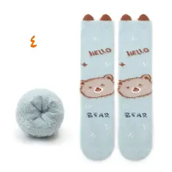 جوراب بچگانه حوله ای ساق بلند بدون پاشنه مدل گوشدار