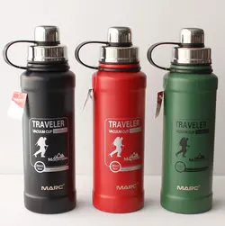 بطری استیل دو جداره یک لیتری با درب بدون نشتی و ثابت نگه داشتن دما