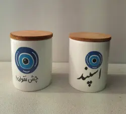 بانک اسپند چینی همراه با درب چوبی (همراه با یک اشانتیون اسپند دودکن سیمی)