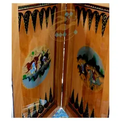 تخته نرد و شطرنج خاتم کاری با نقاشی چوگان و حاشیه تذهیب - بته چی