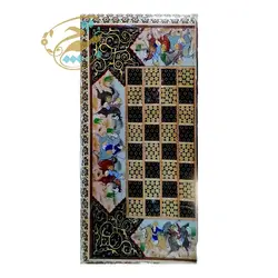 تخته نرد و شطرنج خاتم کاری با نقاشی چوگان و حاشیه تذهیب - بته چی