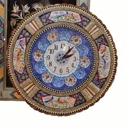 ساعت خاتم کاری گل و مرغ گرد با صفحه میناکاری