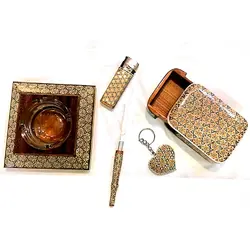 باکس هدیه خاتم کاری (زیرسیگاری،جاسیگاری، چوب سیگار، فندک)