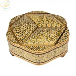 شکلات خوری خاتم کاری طرح گلی تخمه دار سه درب