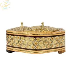 شکلات خوری خاتم کاری طرح گلی تخمه دار سه درب