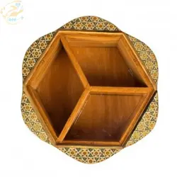 شکلات خوری خاتم کاری طرح گلی تخمه دار سه درب