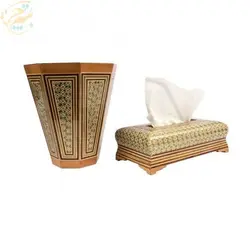 ست جا دستمال و سطل خاتم کاری مدل تخمه دار