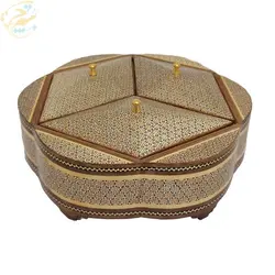 شکلات خوری یا گز خوری سه درب خاتم کاری طرح گلی شیشی