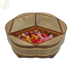 شکلات خوری یا گز خوری سه درب خاتم کاری طرح گلی شیشی