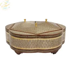 شکلات خوری یا گز خوری سه درب خاتم کاری طرح گلی شیشی