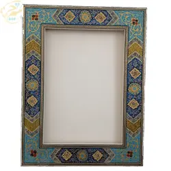 قاب دور نقاشی تذهیب خاتم کاری (A4) لوح تقدیر فیروزه ای