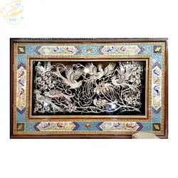 قاب خاتم کاری نقاشی گل و مرغ با پلاک گل و مرغ