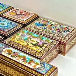 ست گلدان و جعبه جواهر خاتم کاری