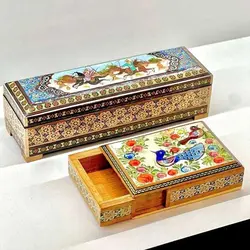 ست گلدان و جعبه جواهر خاتم کاری