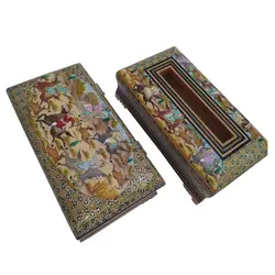 ست خاتم جعبه دستمال کاغذی و جعبه کارد و چنگال مدل تخمه دار چوگان