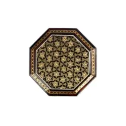 جعبه چوبی النگویی خاتم کاری هشت گوش تخمه دار - بته چی