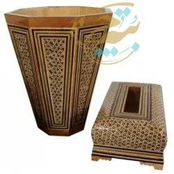 ست سطل و جادستمال کاغذی خاتم کاری