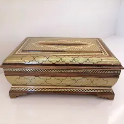 جعبه دستمال کاغذی خاتم صلیبی تمام سیم - بته چی