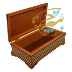 ست جعبه دستمال کاغذی و جاکاردی خاتم کاری مدل گل و مرغ آبی - بته چی