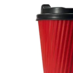 لیوان دو جداره کاغذی کرکره ای قرمز سایز ۲۲۰ سی سی