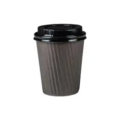 لیوان دوجداره کاغذی کرکره ای مشکی سایز ۲۲۰