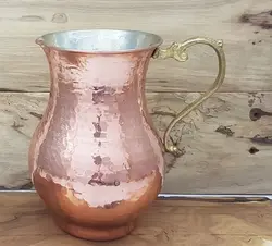 پارچ مسی چکشی بلند دسته برنجی