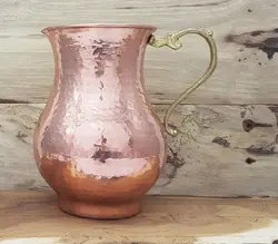 پارچ مسی چکشی بلند دسته برنجی