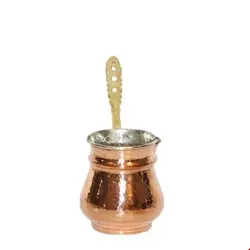 قهوه جوش مسی مدل دسته برنجی سایز 3