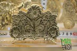 جا دستمال کاغذی گل بنفشه برنجی