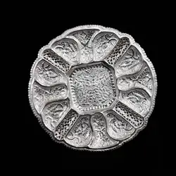 شیرینی خوری قلی چهارپایه قلم گل و بوته و شبکه اب نقرهconfectionery