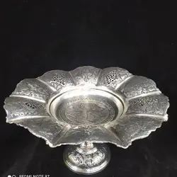 شیرینی خوری قلی کعب دار قلم گل مرغ اعلا اب نقره سیاه قلمConfectionery