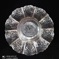 شیرینی خوری قلی کعب دار قلم گل مرغ اعلا اب نقره سیاه قلمConfectionery