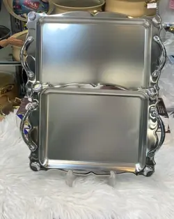 سینی پذیرایی و دم دستی دوقلو استیل ترک درجه یک پیش‌نویس ۱۷۲