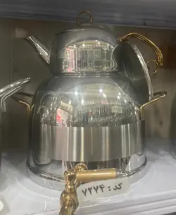 قوری و کتری استیل ترک رنگ طلایی ثابت ۱۹۲