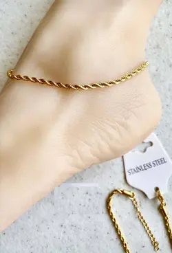 پابند استیل طرح طنابی طلایی و نقره ای