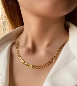 زنجیر گندمی طلایی و نقره ای